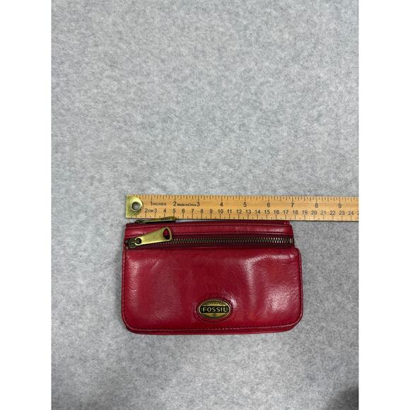 Fossil Red Leather Zipper Wallet - Picture 3 of 15